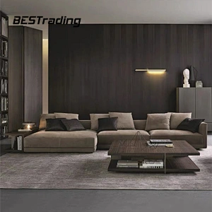 Latest design Living Room Lounge Furniture L Shaped Velvet Fabric Sectional Sofa