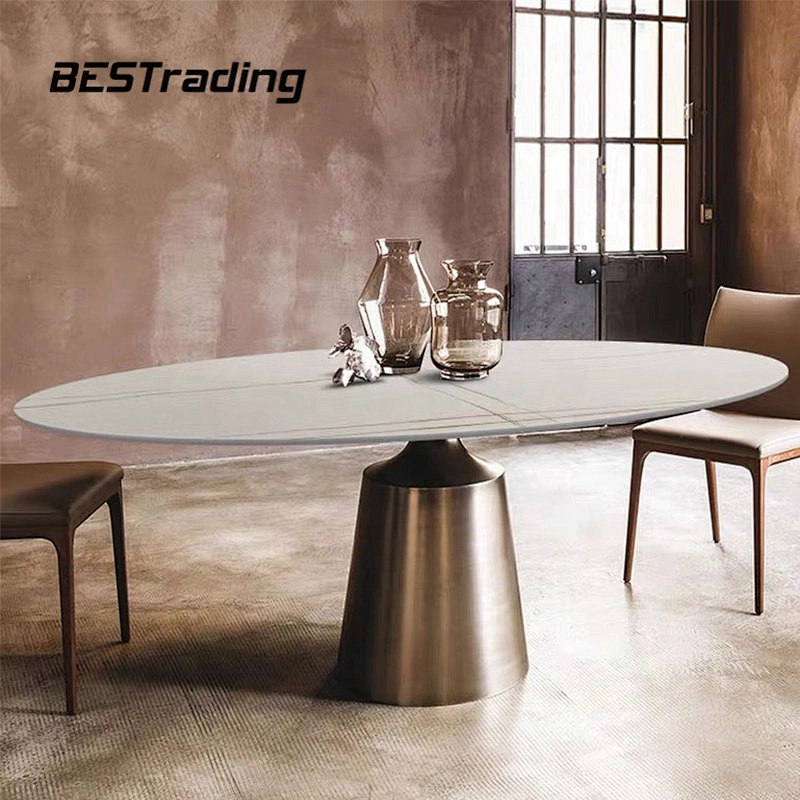 Modern round nature white marble dining table