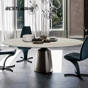 Modern round nature white marble dining table