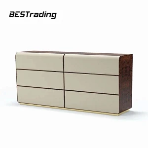 European Luxury Dinning Room Furniture Wooden Cabinet Living Room Sideboard Leather Sideboard