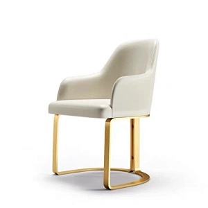 European Design Luxury Villa Dining Room Furniture Leather Chair Modern Dinning Chair  Metal Chair