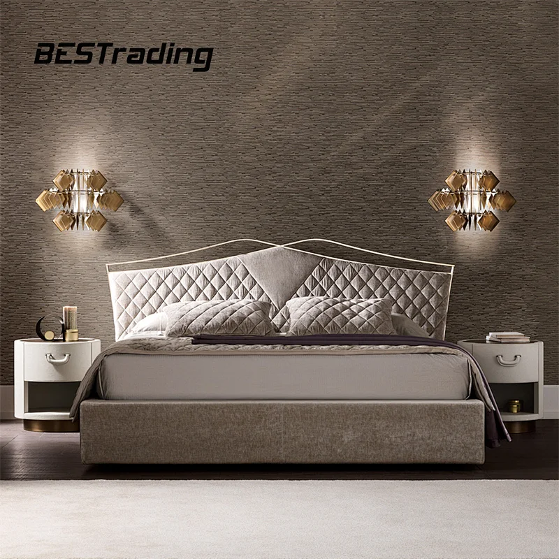 High Quality bedroom set nubuck double bed Luxury bed room furniture