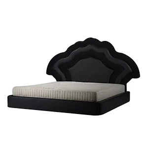 Creative light luxury wooden double bed stylish headboard  modern bed