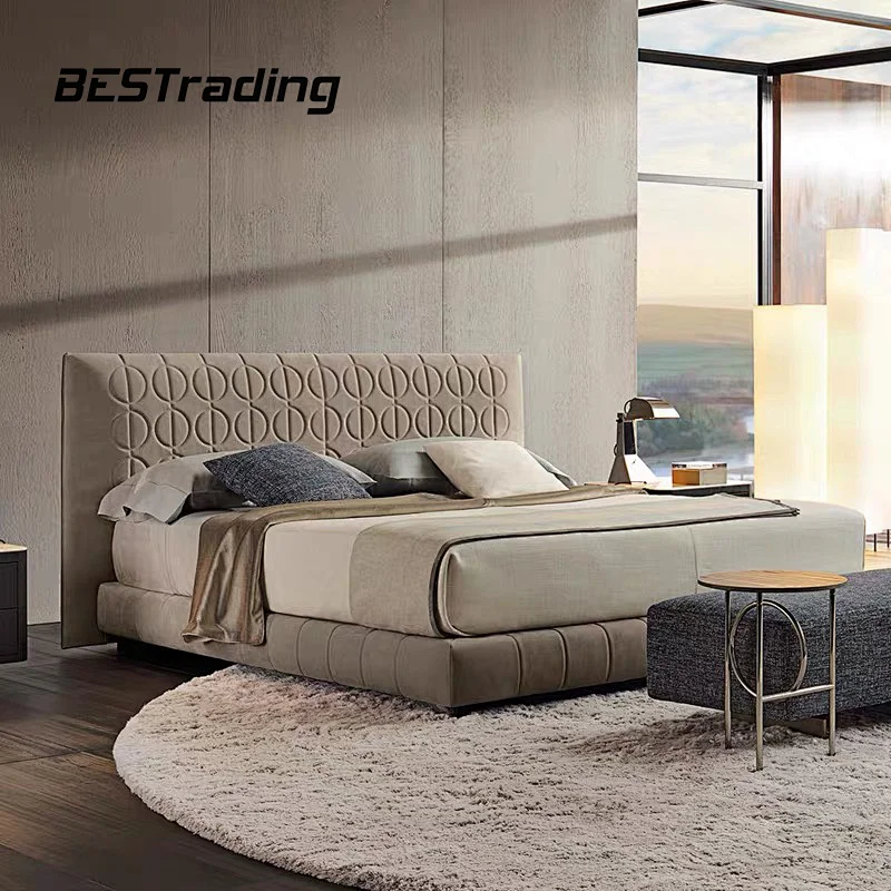 Modern design luxury italian bed furniture leather bed king size bed