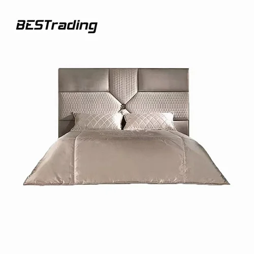 The Latest luxury bedroom furniture leather double bed with modern headboard storage Bed