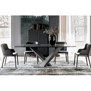 Modern design Italian style marble dining table with stainless steel base Metal Table Dining Table