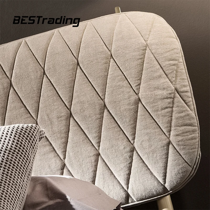 Light luxury bedroom furniture double bed nordic minimalist  fabric bed