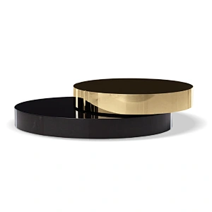 Modern Luxury Living Room Furniture Coffee Table Gold Toughened Glass Black Center Table