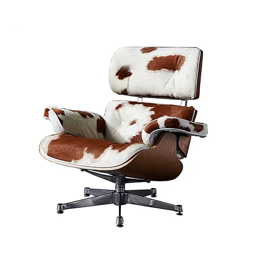 Classic Design Living Room Furniture Leathe Swivel Chair Cowhide Single Chair Lounge Arm Chair