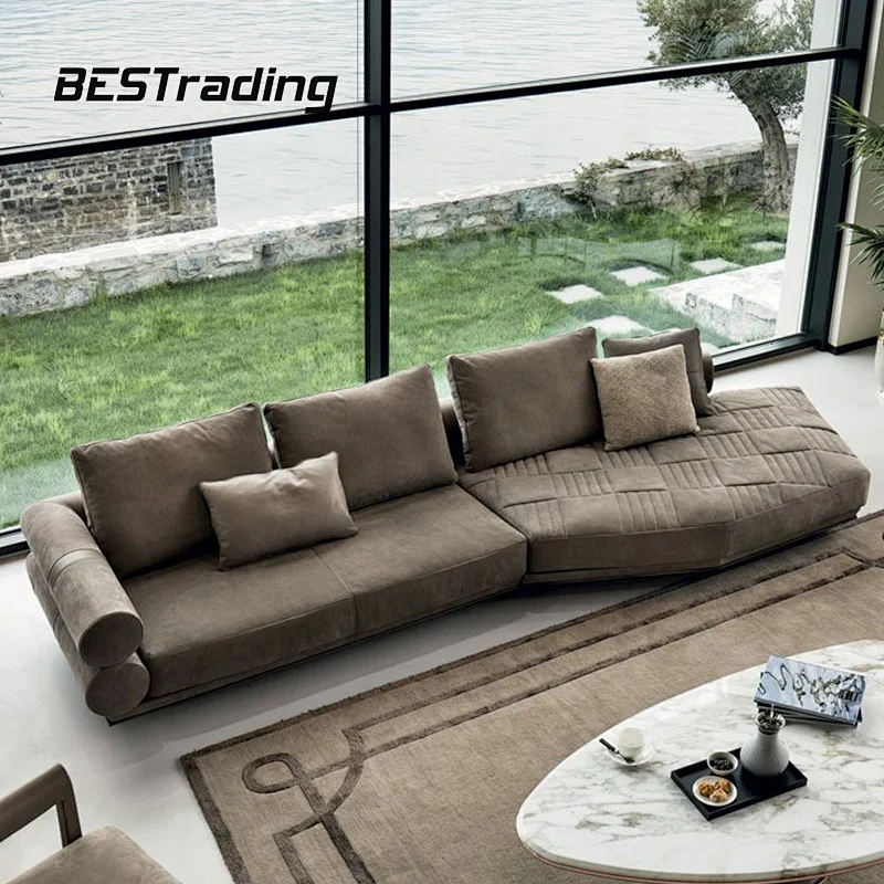 Customized Modern luxury home furniture sofa living room nubuck leather sofa sectional luxury furniture sofa set