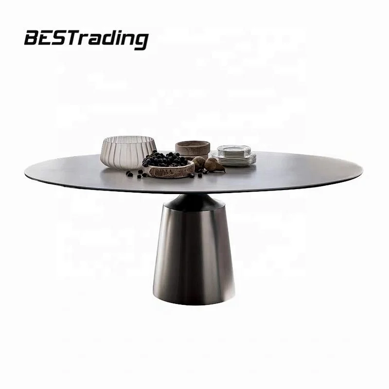 Modern round nature white marble dining table