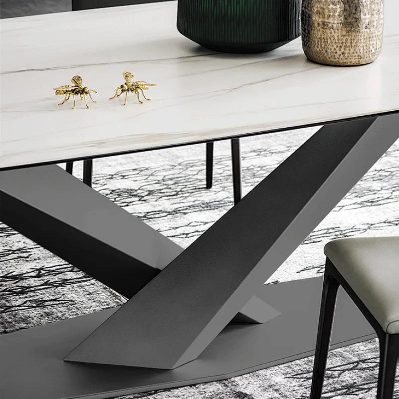 Modern design Italian style marble dining table with stainless steel base Metal Table Dining Table