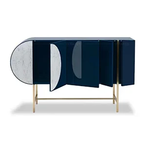 Modern Dinnig Room Livig Room Furniture Dark Blue Wood Siddboard Storage Sideboard