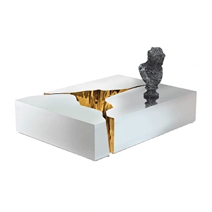 Italian Design Living Room Furniture Modern Coffee Table White Stainless Steel Center Table