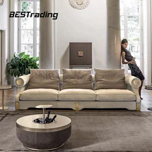 New European luxury style living room furniture velvet fabric lounge sofa set sectional sofa