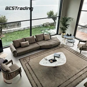 Customized Modern luxury home furniture sofa living room nubuck leather sofa sectional luxury furniture sofa set