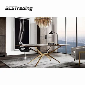 Contemporary Style Dining table wooden top luxury living room metal table dining table set
