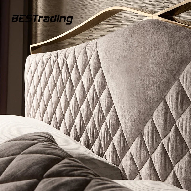High Quality bedroom set nubuck double bed Luxury bed room furniture