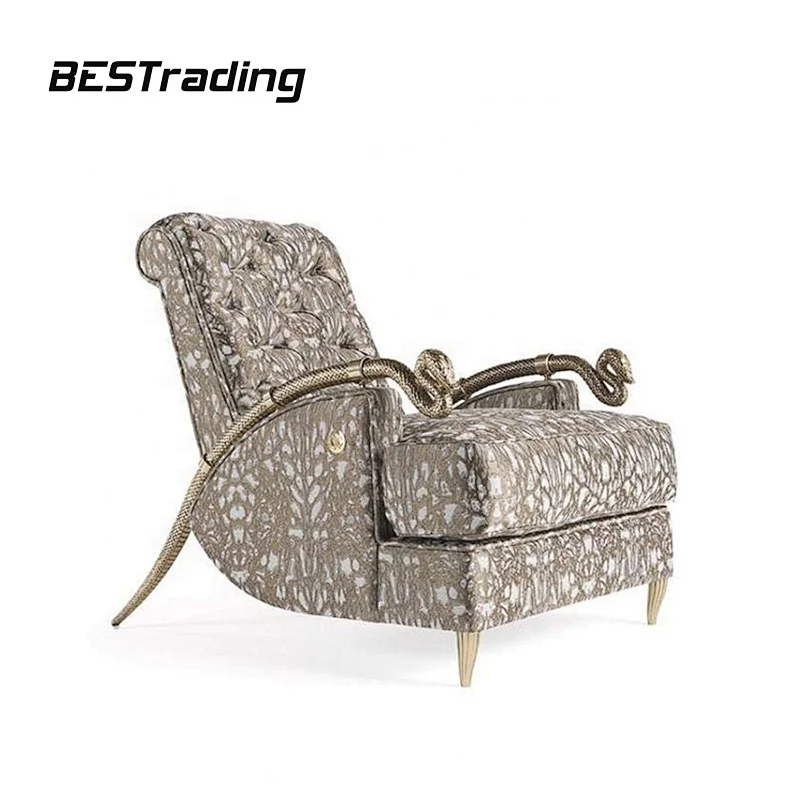 European Style High End Customized Home Furniture Luxury Leather Lounge Chair Relax Chair  Arm Chair