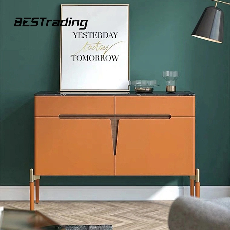 New Fashion Collection Home Furniture Wooden Cabinet Modern Console Table Marble Top Sideboard