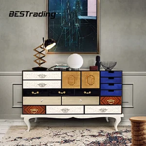 Wood storage drawers cabinet