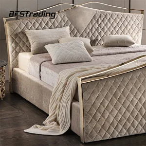 High Quality bedroom set nubuck double bed Luxury bed room furniture