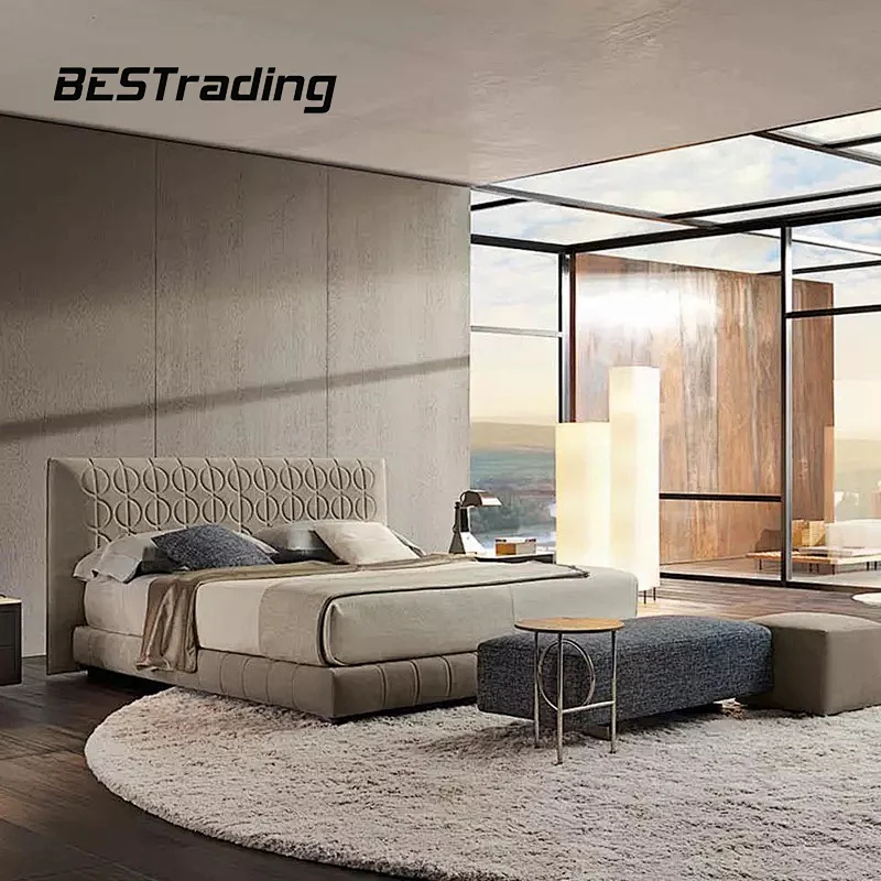Modern design luxury italian bed furniture leather bed king size bed