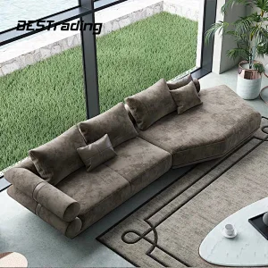 Customized Modern luxury home furniture sofa living room nubuck leather sofa sectional luxury furniture sofa set