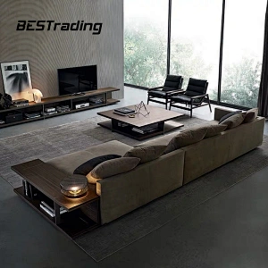 Latest design Living Room Lounge Furniture L Shaped Velvet Fabric Sectional Sofa
