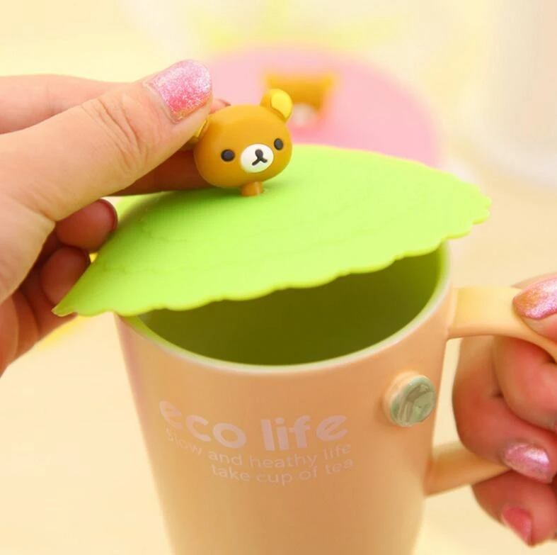 office mug lid silicone lid with cartoon design