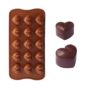 15-Cavity Dimpled Heart Shape Chocolate Mold And 24 Cavity Rose Heart Silicone Chocolate Mold