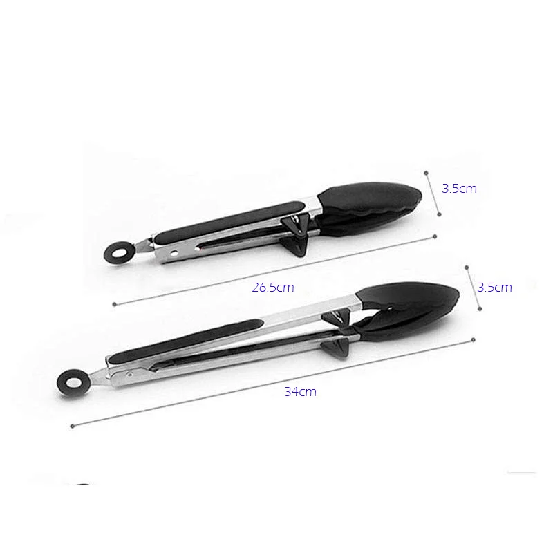 Hot Sales Stainless Bbq Clip Food Food Utensils Stainless Steel Tongs With Silicone TipsTop Selling Bbq Utensil Outdoor Barbecue