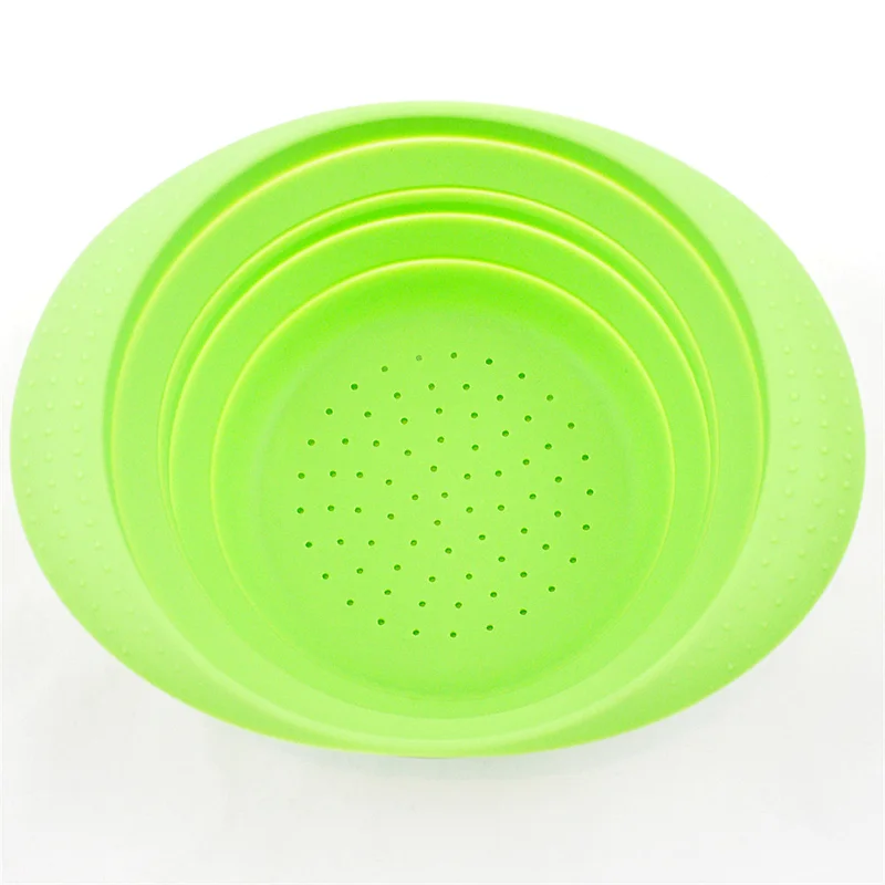 Foldable Silicone Colander Drain Basket With Handle Draining Basket For Vegetables And Fruits Drain Basket