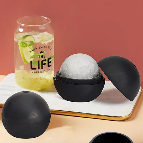 Flexible Silicone Ice Cube Tray With Lids Sphere Mould Whiskey Diy Round Ice Ball Mold
