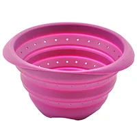 Collapsible Foldable Silicone Colander Fruit Vegetable Washing Round Strainer