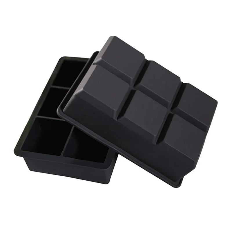 6 Cavities Square Large Silicone Ice Cube Tray 6 Silicone Ice Cube Mold