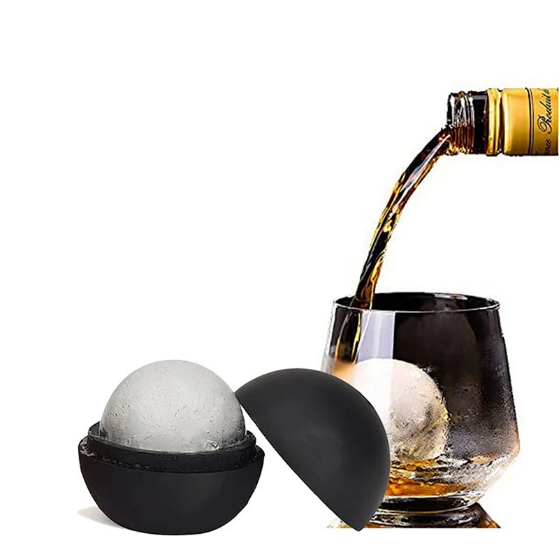 Flexible Silicone Ice Cube Tray With Lids Sphere Mould Whiskey Diy Round Ice Ball Mold
