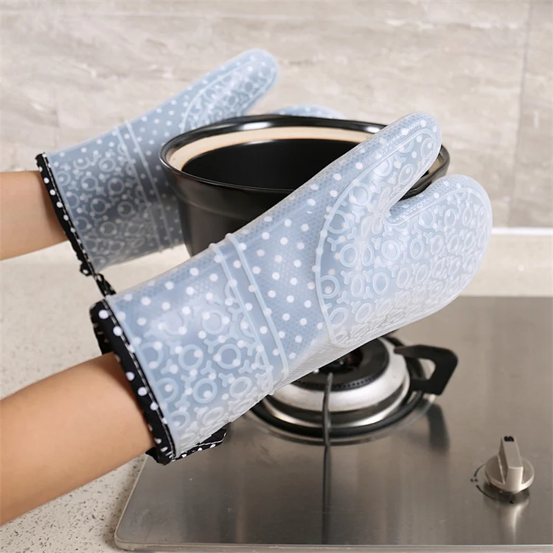 Heat Resistant Oven Mitts Cooking Gloves Silicone Mitten Oven Mitts for Kitchen Cooking
