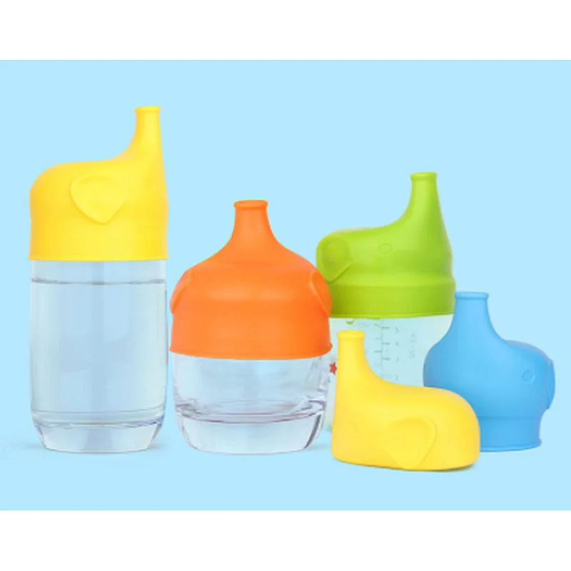 Wholesale Reusable Spill Proof Silicone Sippy Bottles  Cup Lid With Straw