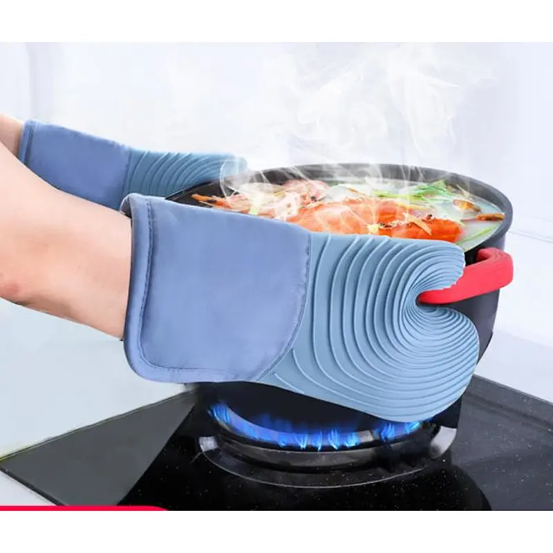 Kitchen Silicon Oven Pot Holder Heat Silicone Cotton Glove Nordic Style