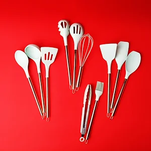Luxury Serving Cooking Utensil Set With Spatula Silicone Kitchen Utensils Set With Holder
