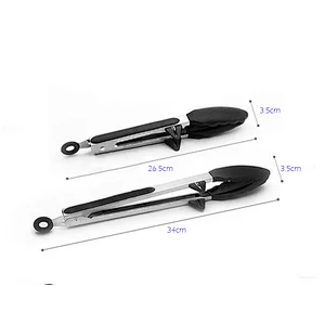 Food Grade Silicon Hand Clip Non Slip Kitchen Cook Stainless Steel Tongs For Salad