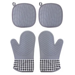 Checkered Oven Mitts Silicone Oven Mitts And Pot Holders