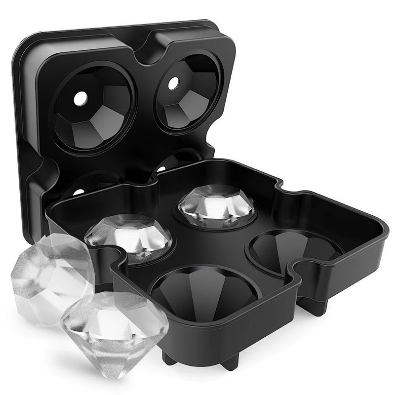 Silicone BPA-Free Molds Ice Ball Maker Diamond Spheres With Lid For Ice Whiskey