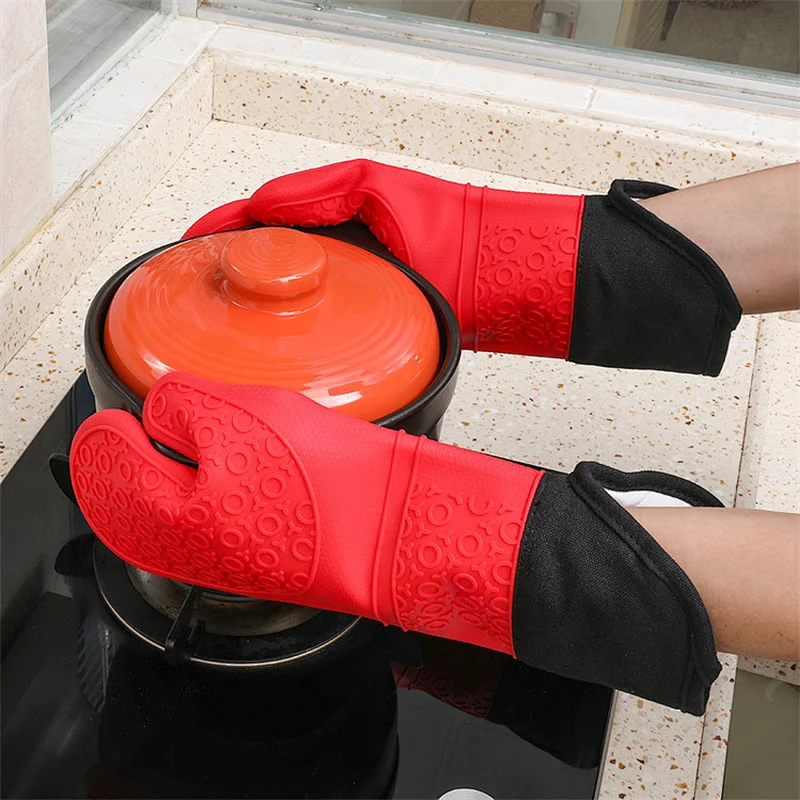 Oven Mitts With Quilted Liner Resistant Kitchen Silicone Oven Mitt