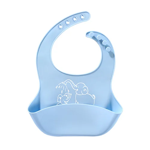 Silicone Bibs Christmas 3d Printed Silicone Baby Bibs Adult Teddy Blue Food Grade Soft Custom Silicone Bib