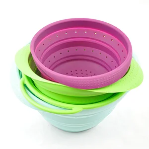 Collapsible Colande Silicone Container With Strainer Set Camping