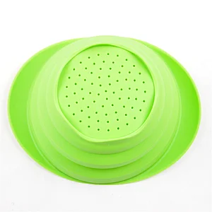 Foldable Silicone Colander Drain Basket With Handle Draining Basket For Vegetables And Fruits Drain Basket