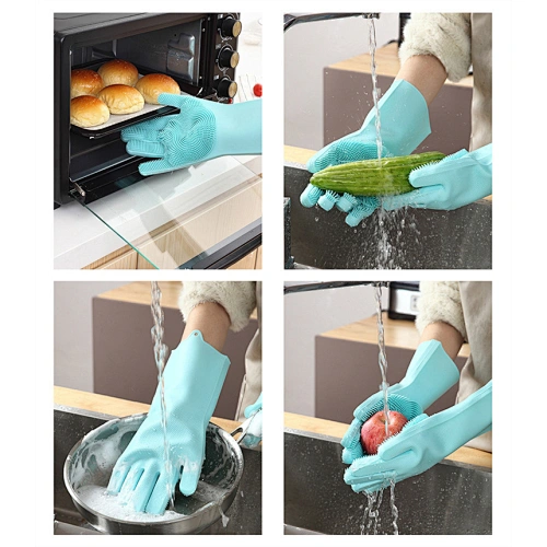 black silicone oven gloves