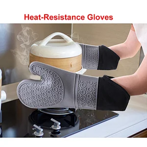 Heat Resistant Oven Silicone Mitts Printed The Long Custom Household Thickened Silicone Gloves
